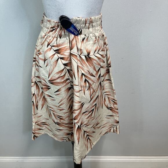 Ann Taylor Loft Skirt size Small Pet Linen Leaf Knee A Line Ties Summer Modest - Picture 9 of 11
